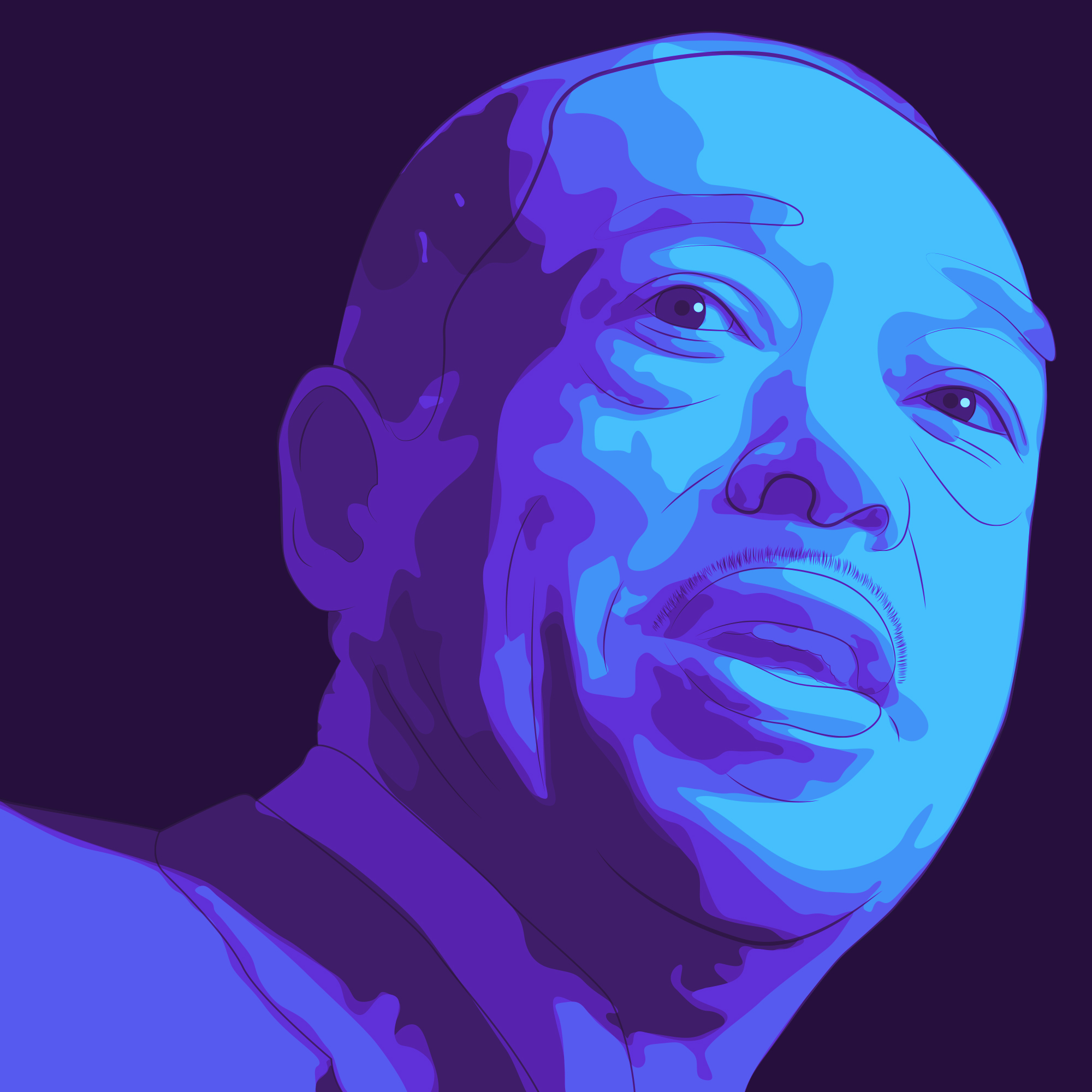 A colorful illustrated vector photo of jazz pianist, composer and bandleader Duke Ellington.